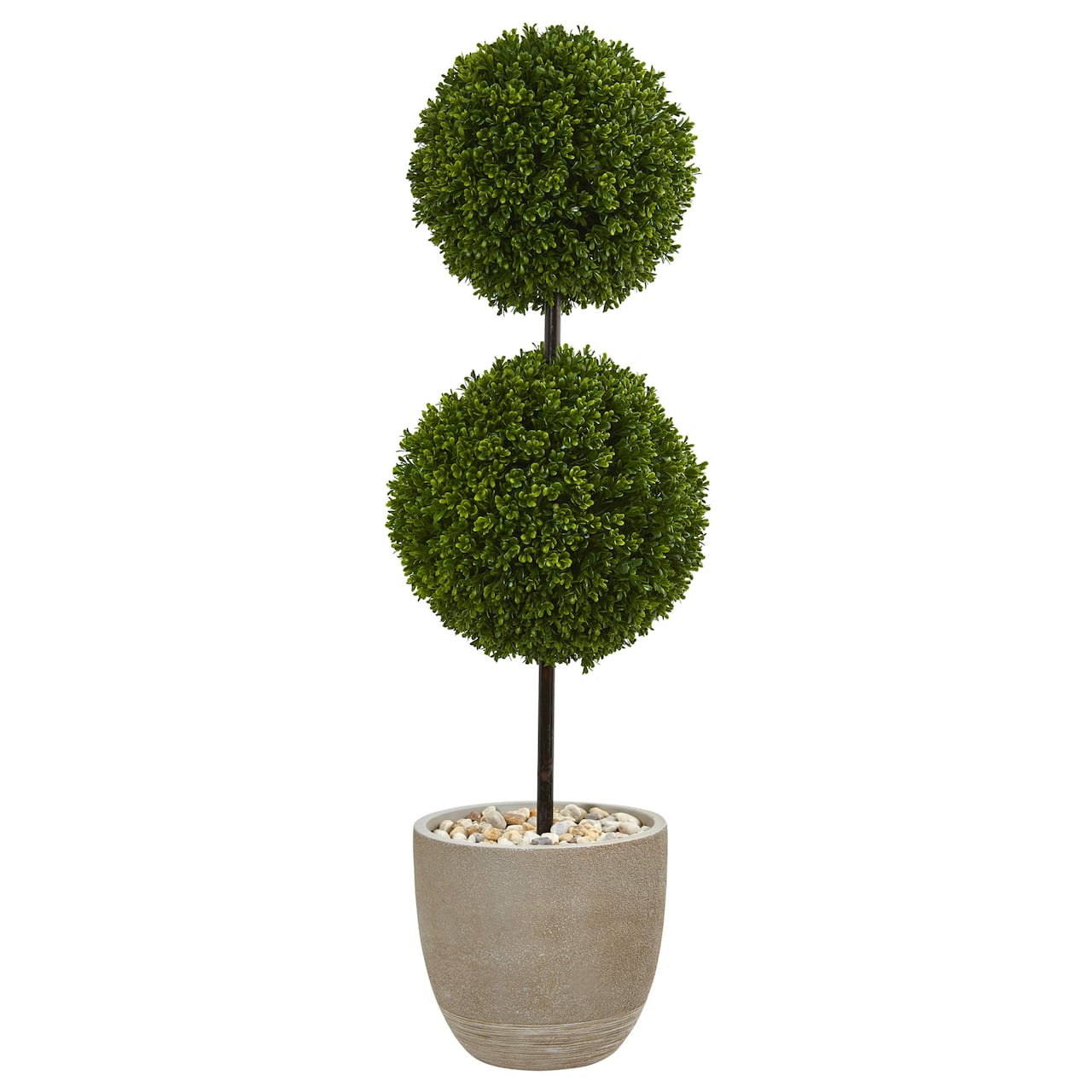 4ft. UV Resistant Boxwood Double Ball Topiary Artificial Tree in Oval Planter